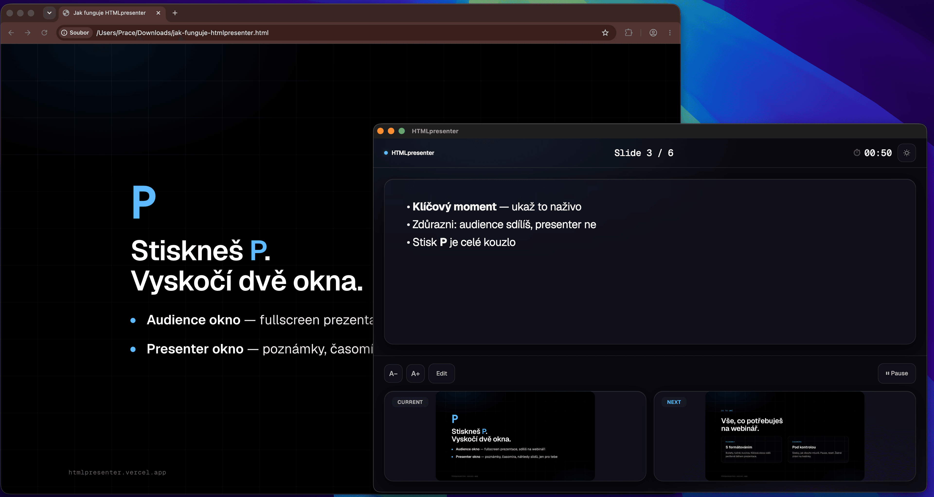 HTMLpresenter — ukázka 1