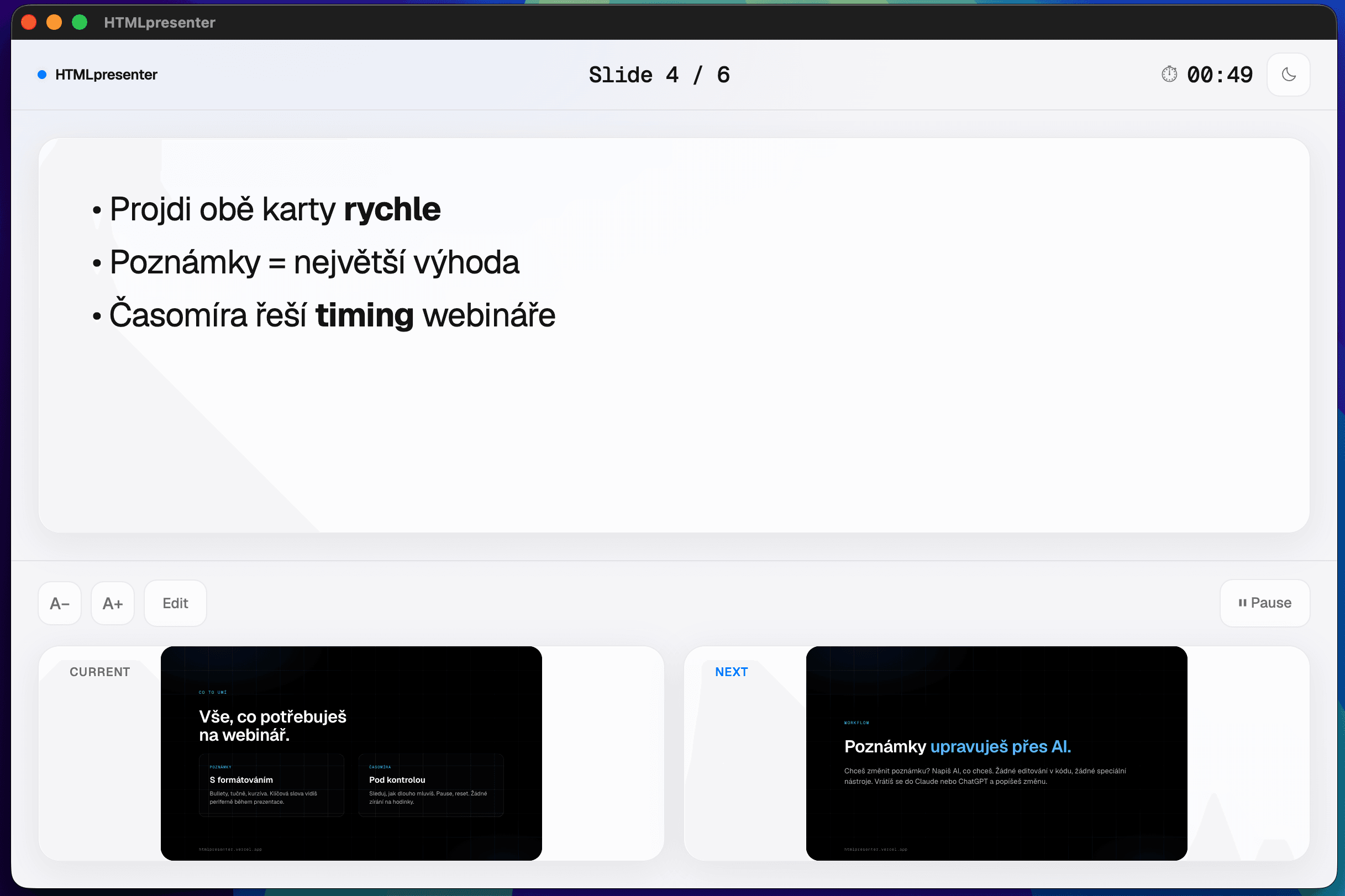 HTMLpresenter — ukázka 5